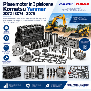 Piese motor Komatsu Yanmar 3D72 3D74 și 3D75 pentru utilaje de construcții