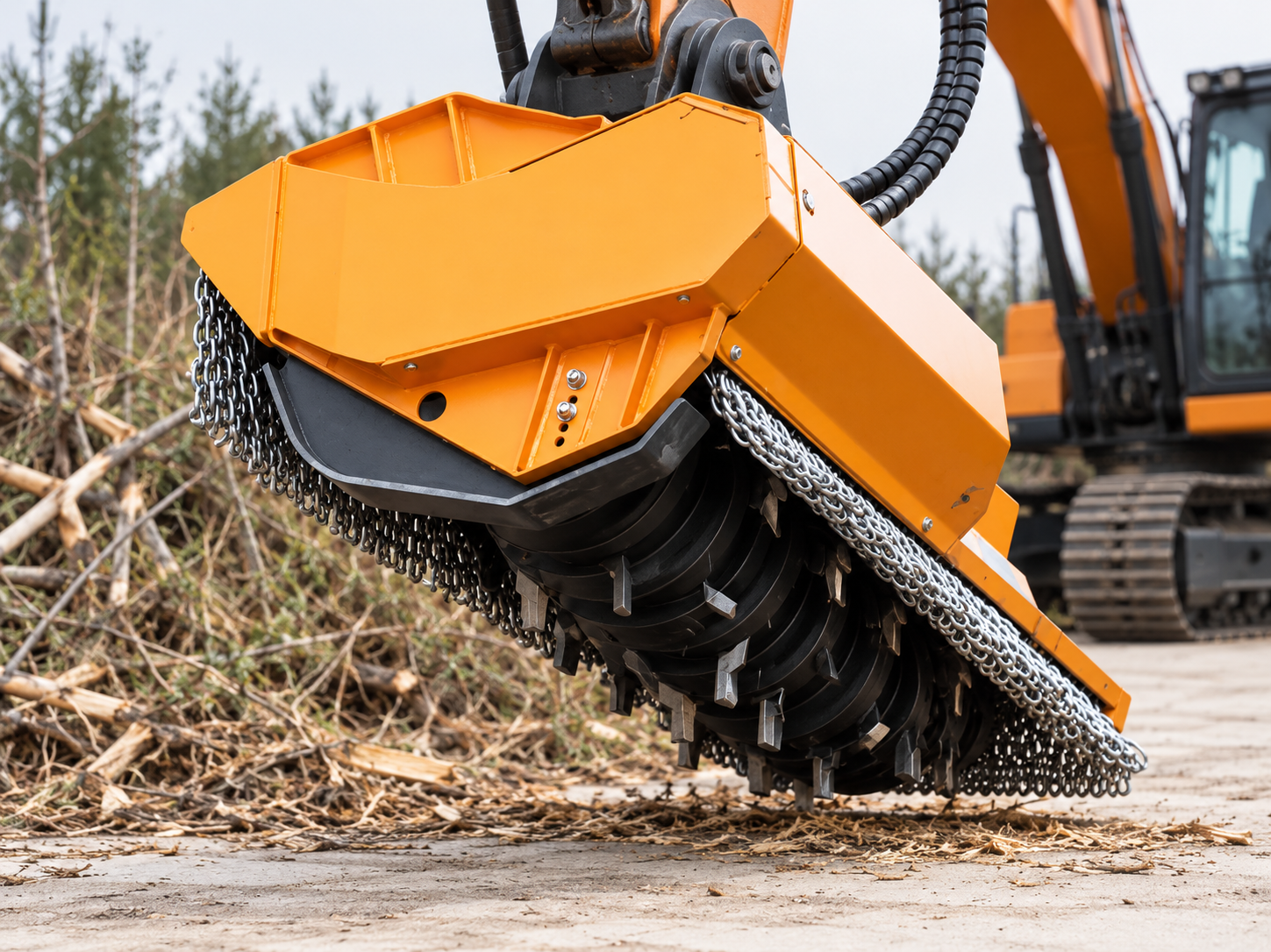 Atașament forestier T11 cu rotor MZ elicoidal sau FR forestier cu ciocane rotative